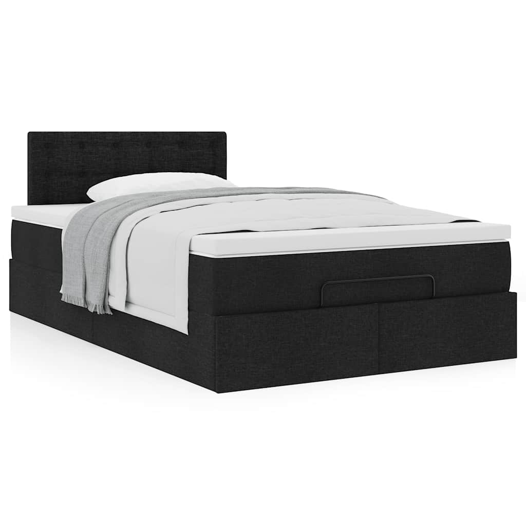 vidaXL Οθωμανικό κρεβάτι με στρώμα Μαύρο 120x190 cm Ύφασμα