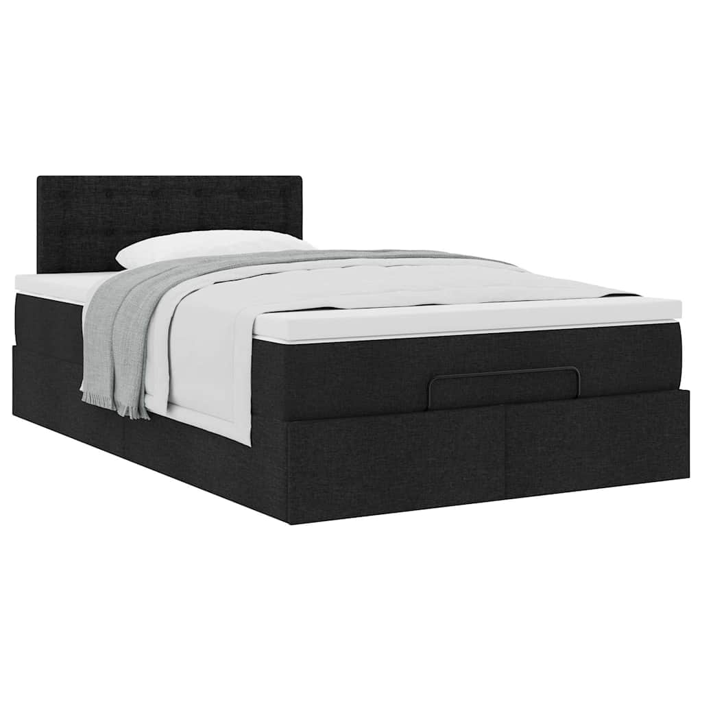 vidaXL Οθωμανικό κρεβάτι με στρώμα Μαύρο 120x190 cm Ύφασμα
