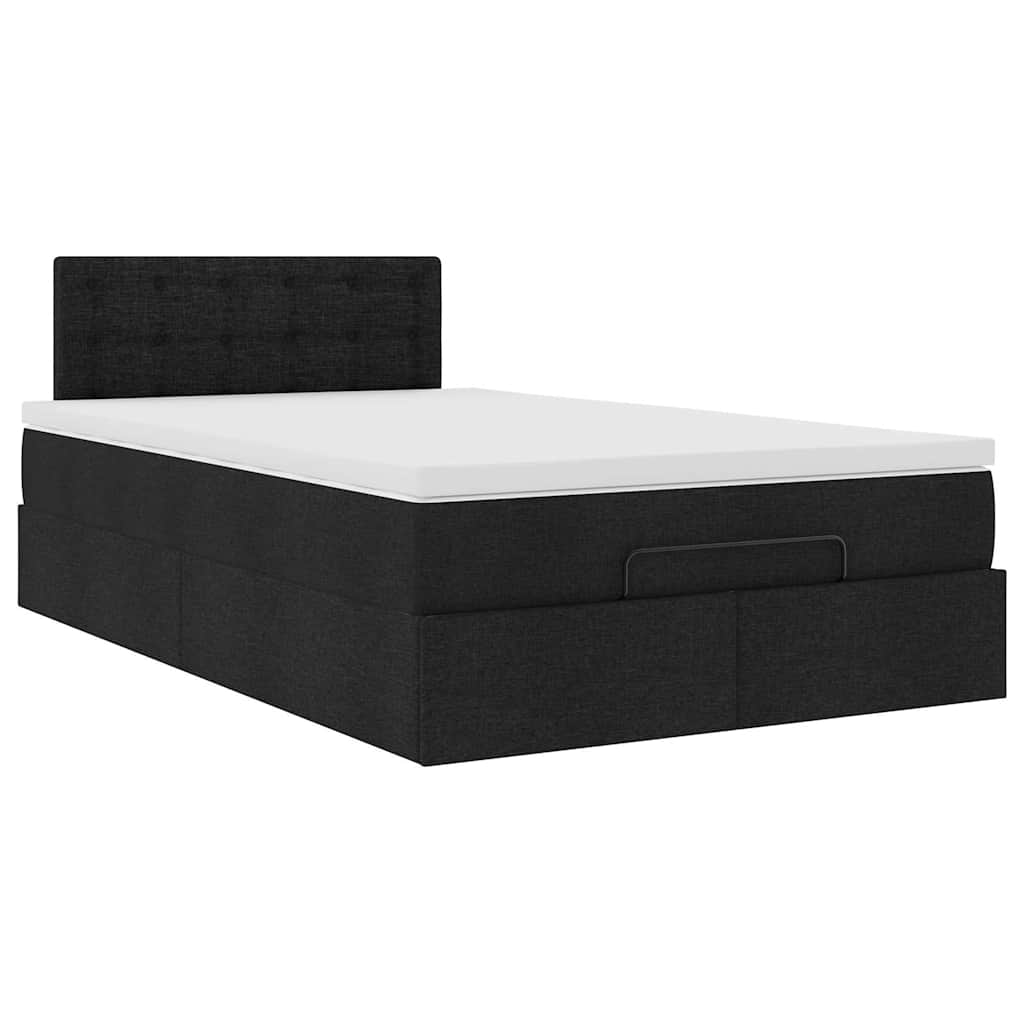 vidaXL Οθωμανικό κρεβάτι με στρώμα Μαύρο 120x190 cm Ύφασμα