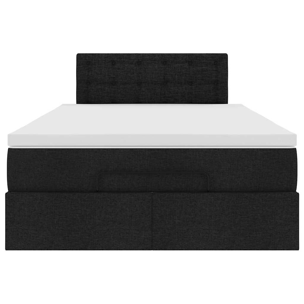 vidaXL Οθωμανικό κρεβάτι με στρώμα Μαύρο 120x190 cm Ύφασμα
