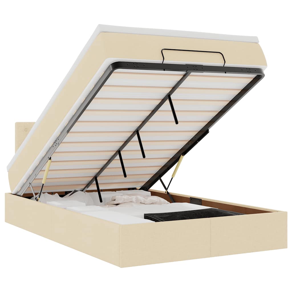 vidaXL Οθωμανικό κρεβάτι με στρώμα Cream 120x190 cm Ύφασμα