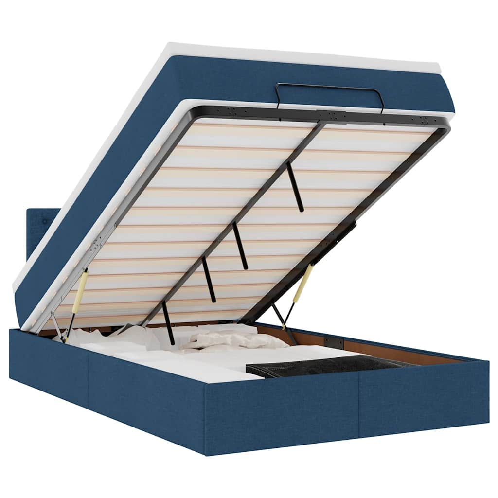 vidaXL Οθωμανικό κρεβάτι με στρώμα μπλε 120x190 cm ύφασμα