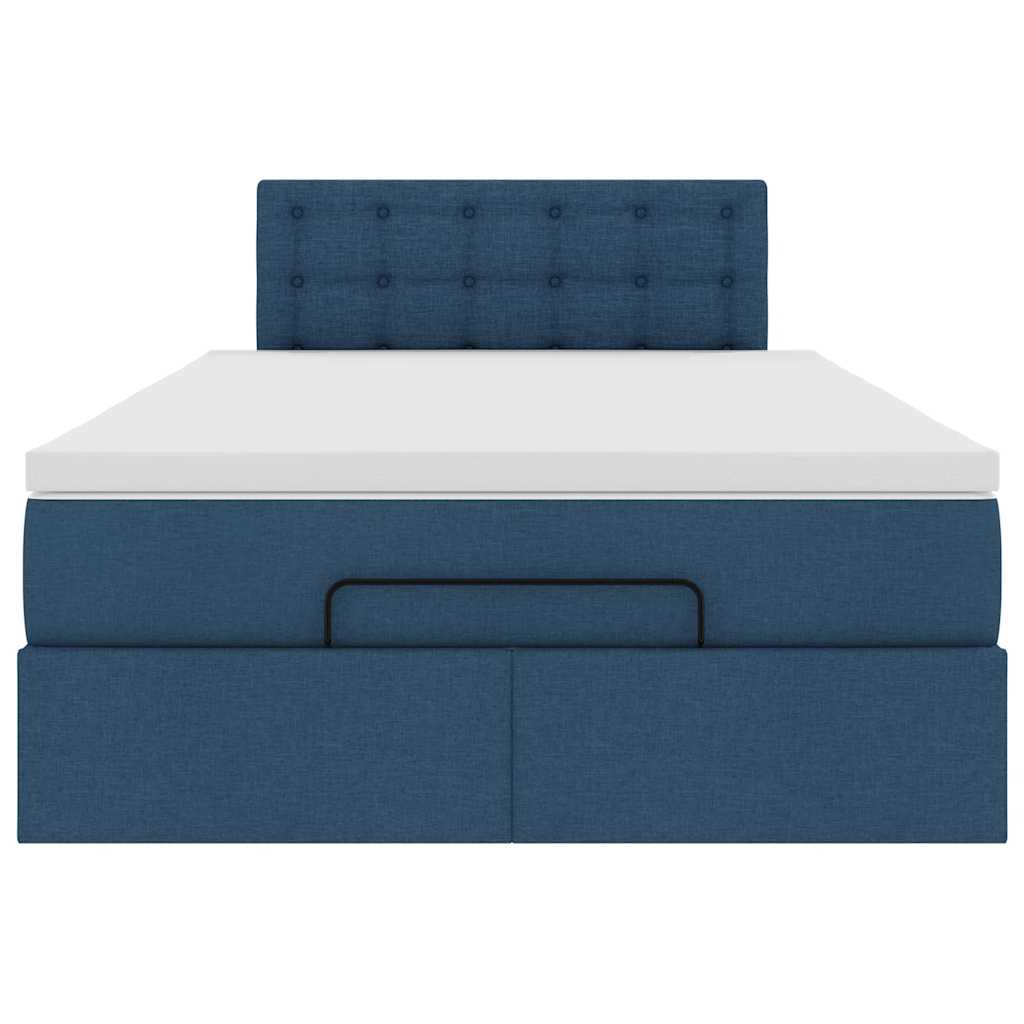 vidaXL Οθωμανικό κρεβάτι με στρώμα μπλε 120x190 cm ύφασμα