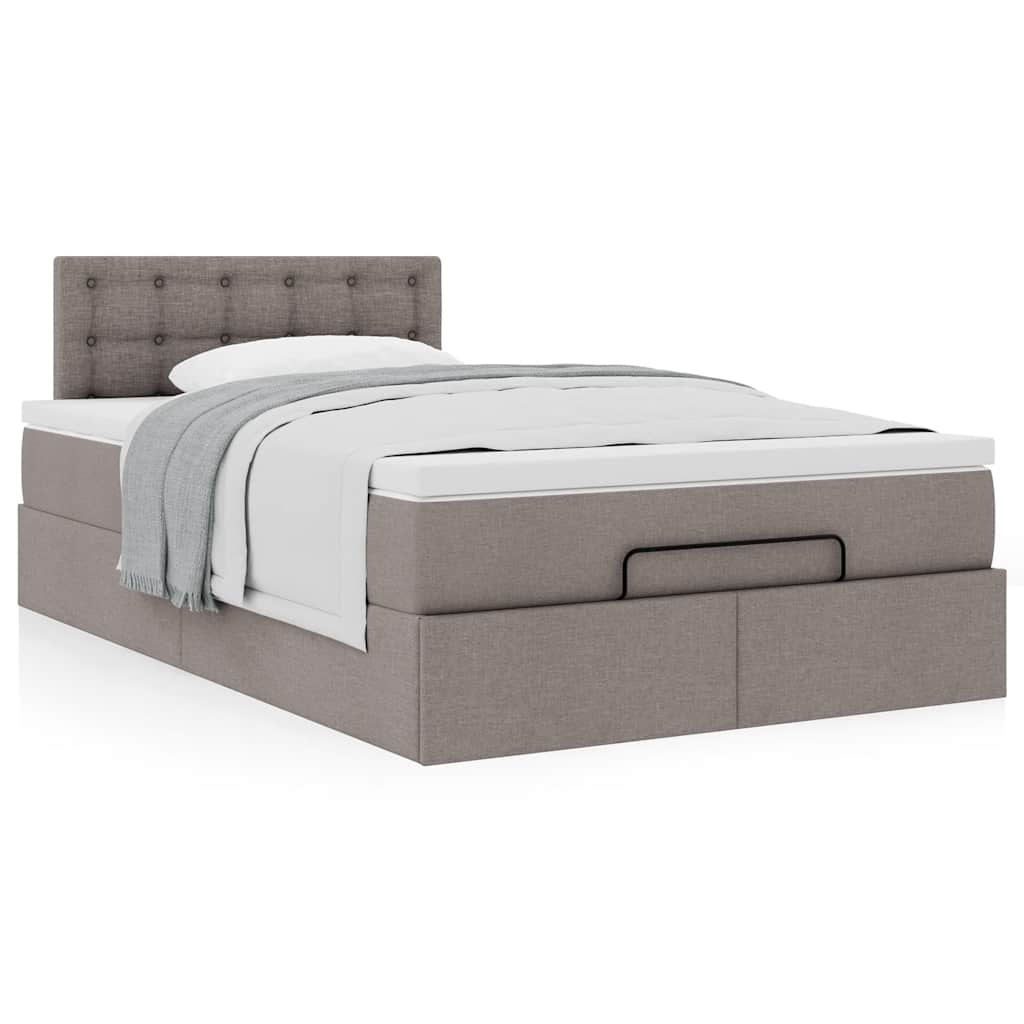 vidaXL Οθωμανικό κρεβάτι με στρώμα Taupe 120x200cm ύφασμα