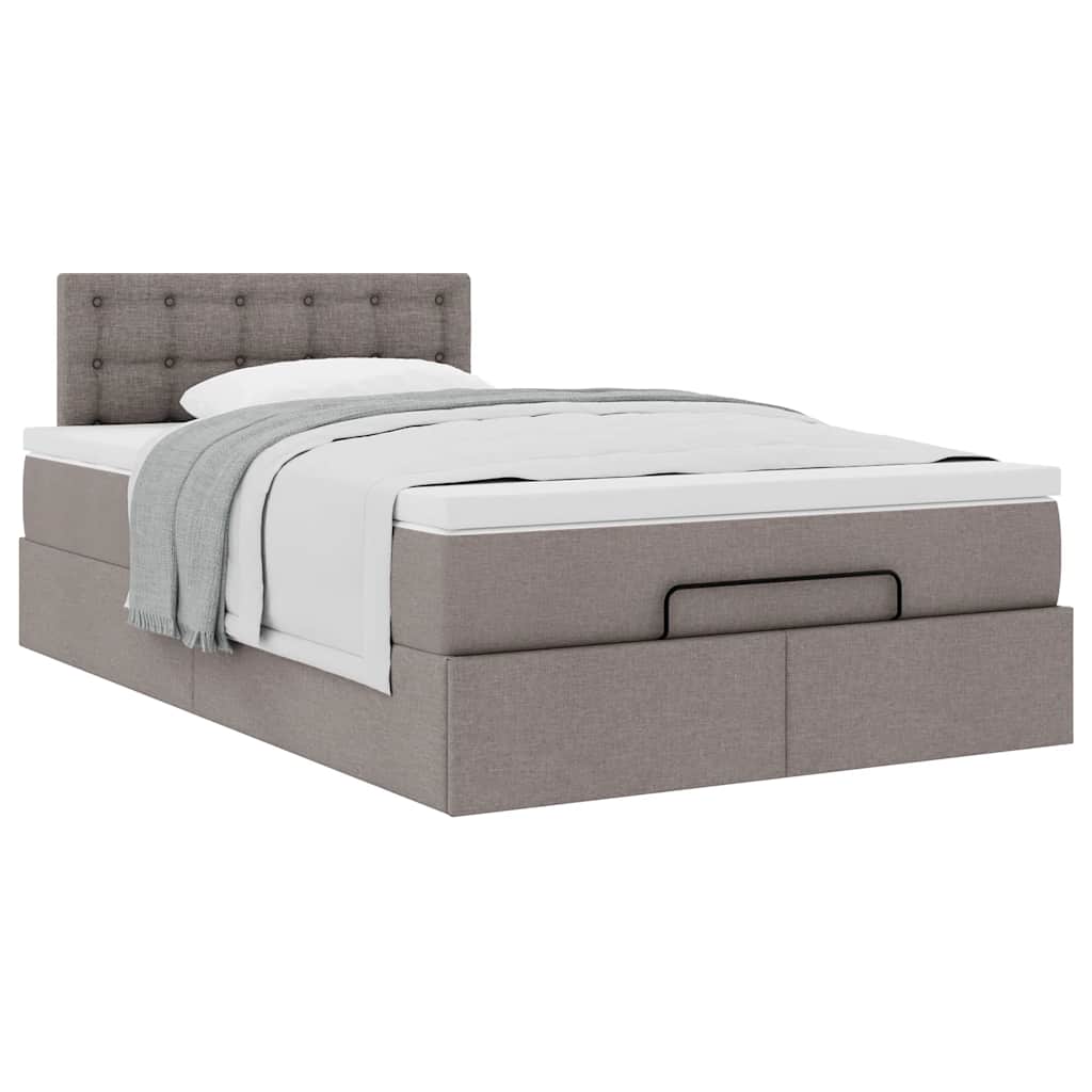 vidaXL Οθωμανικό κρεβάτι με στρώμα Taupe 120x200cm ύφασμα