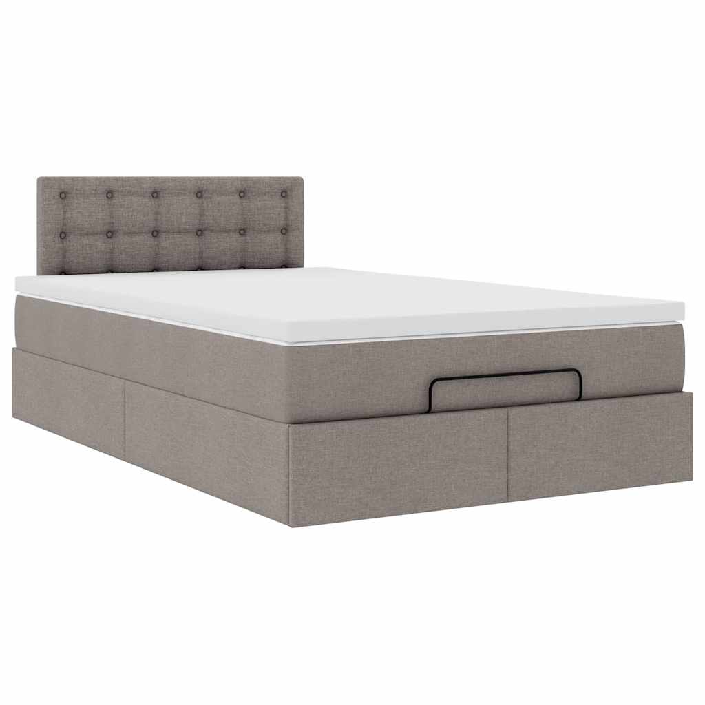 vidaXL Οθωμανικό κρεβάτι με στρώμα Taupe 120x200cm ύφασμα