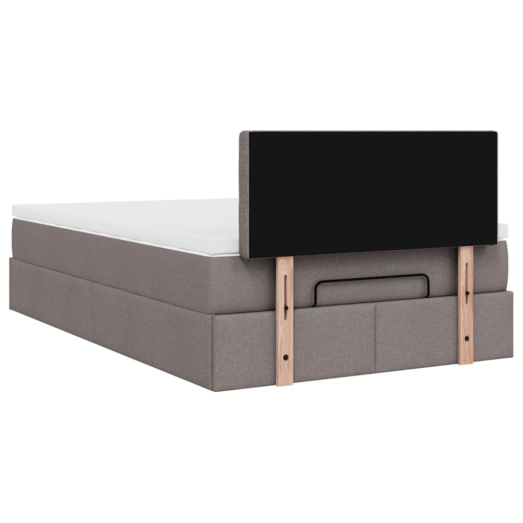 vidaXL Οθωμανικό κρεβάτι με στρώμα Taupe 120x200cm ύφασμα