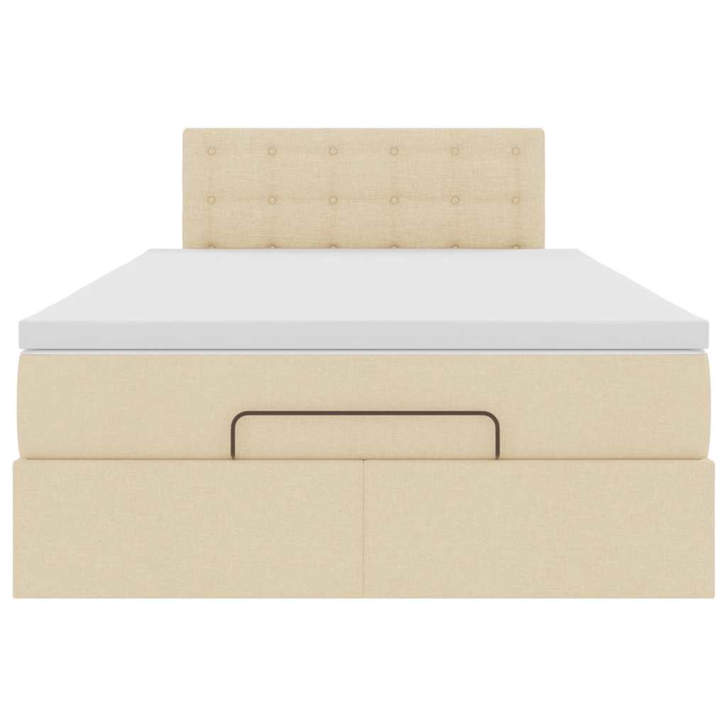 vidaXL Οθωμανικό κρεβάτι με στρώμα Cream 120x200cm ύφασμα