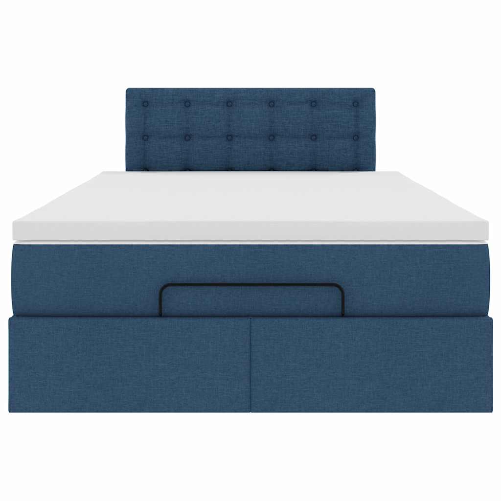 vidaXL Οθωμανικό κρεβάτι με στρώμα μπλε 120x200cm ύφασμα