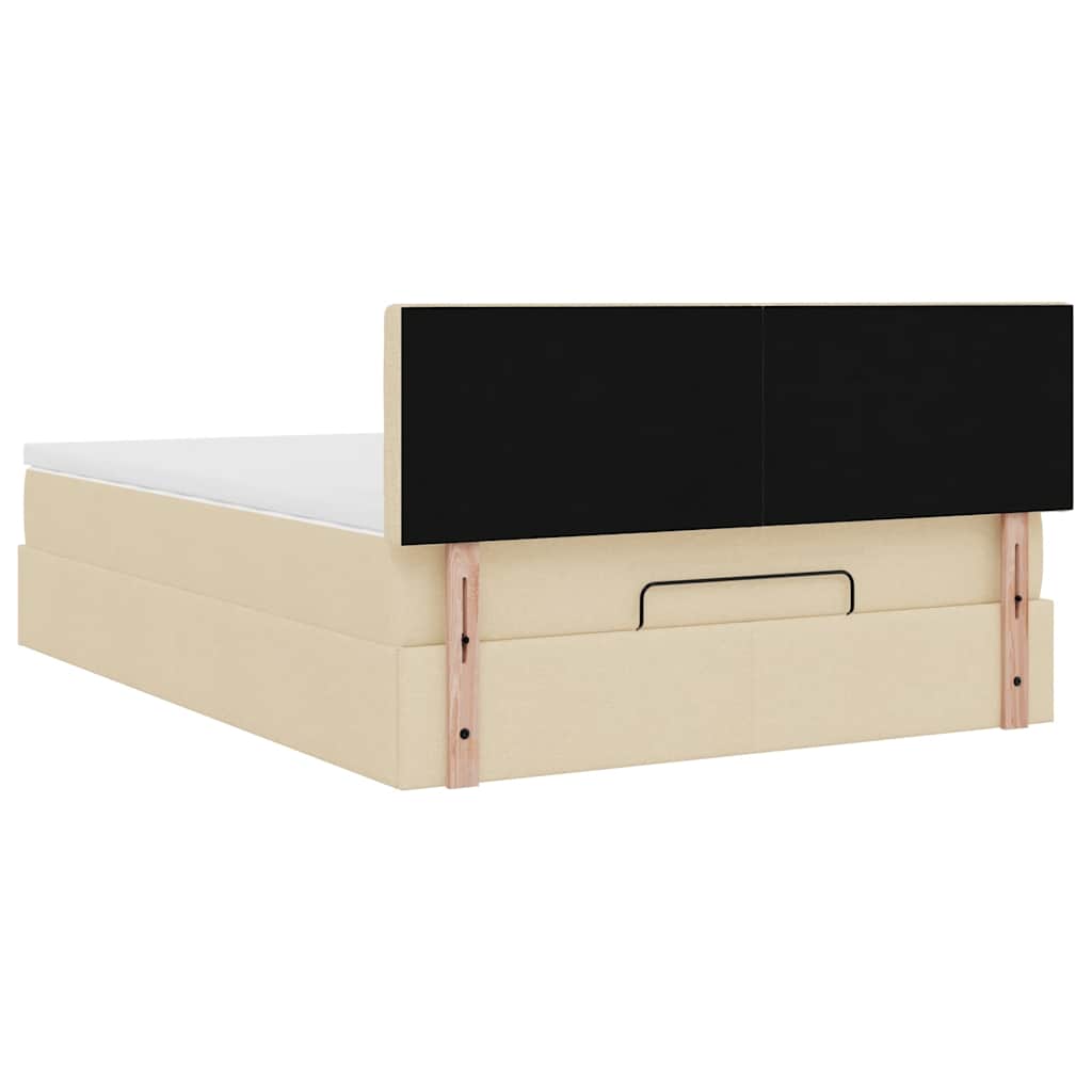 vidaXL Οθωμανικό κρεβάτι με στρώμα Cream 140x200cm ύφασμα