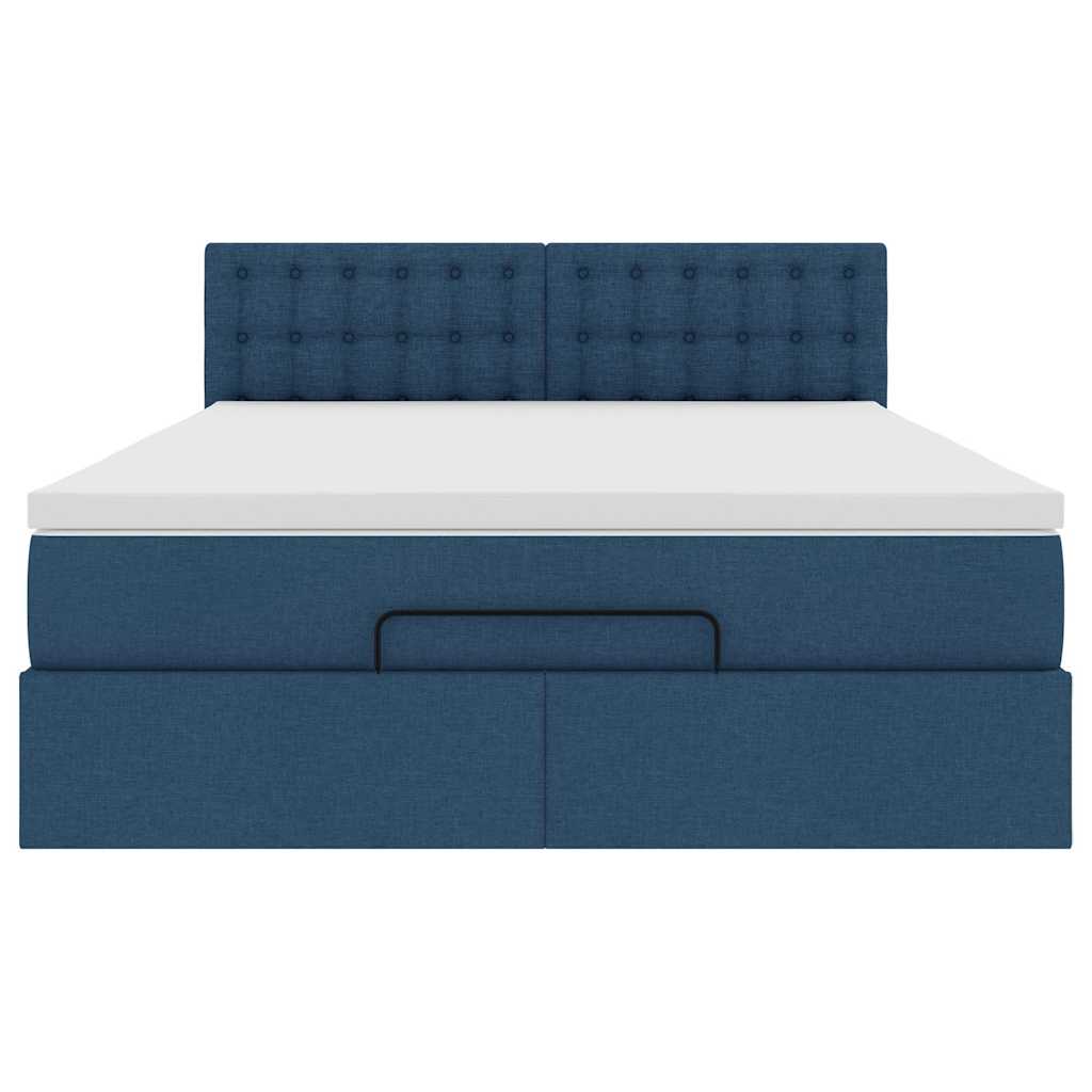 vidaXL Οθωμανικό κρεβάτι με στρώμα μπλε 140x200cm ύφασμα