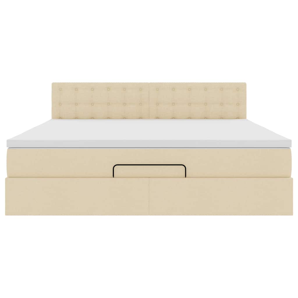 vidaXL Οθωμανικό Κρεβάτι με Στρώμα Κρέμα 160x200cm Ύφασμα