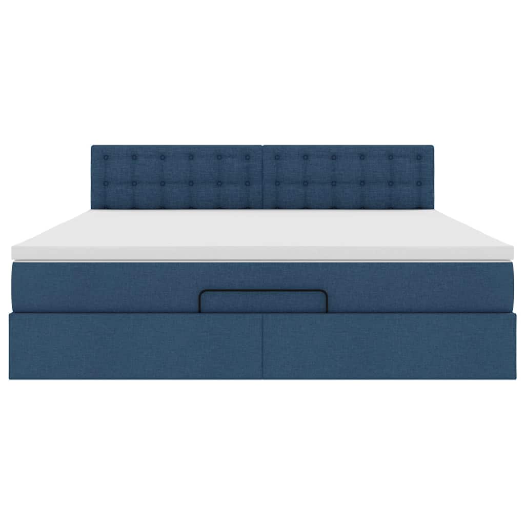 vidaXL Οθωμανικό κρεβάτι με στρώμα μπλε 160x200cm ύφασμα