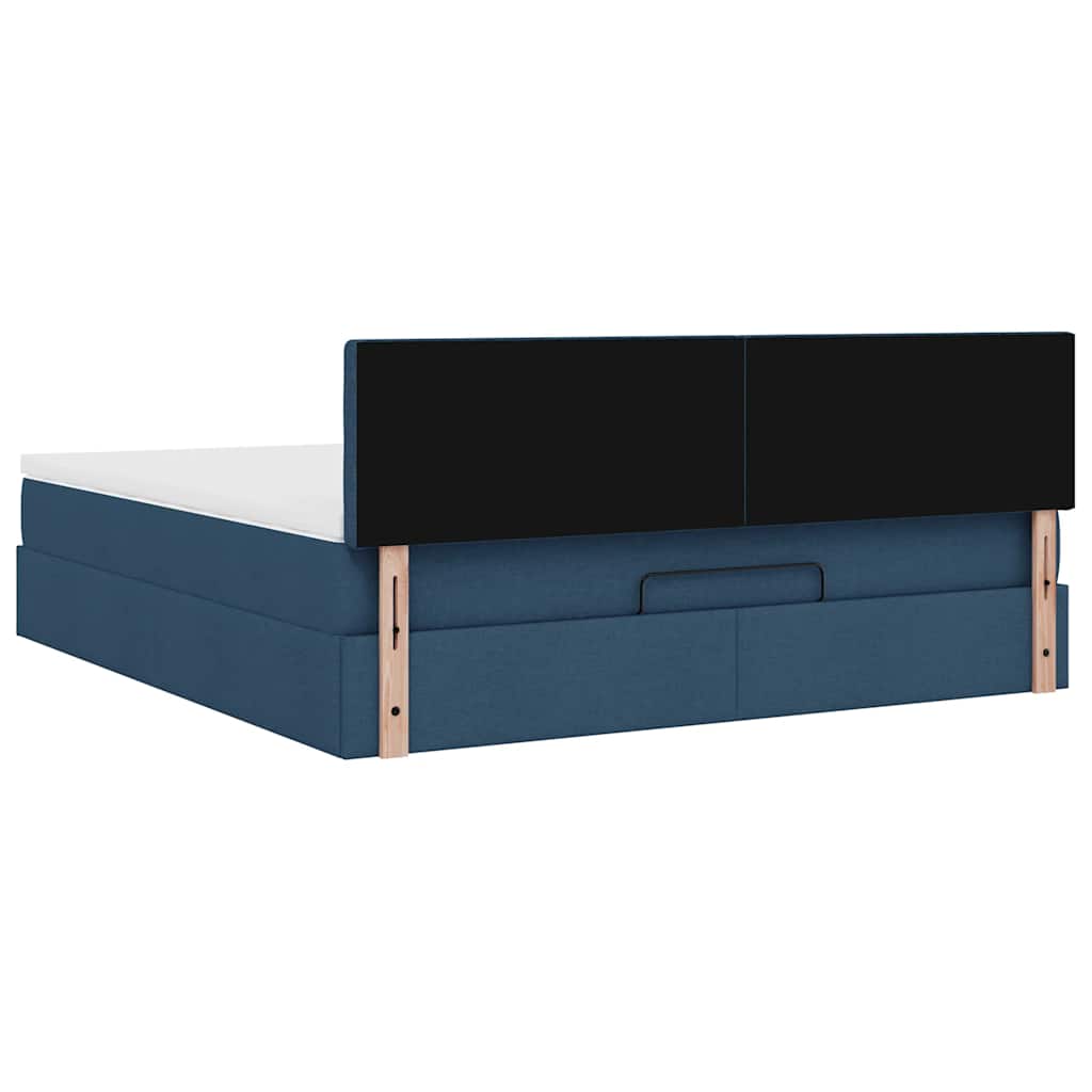 vidaXL Οθωμανικό κρεβάτι με στρώμα μπλε 160x200cm ύφασμα