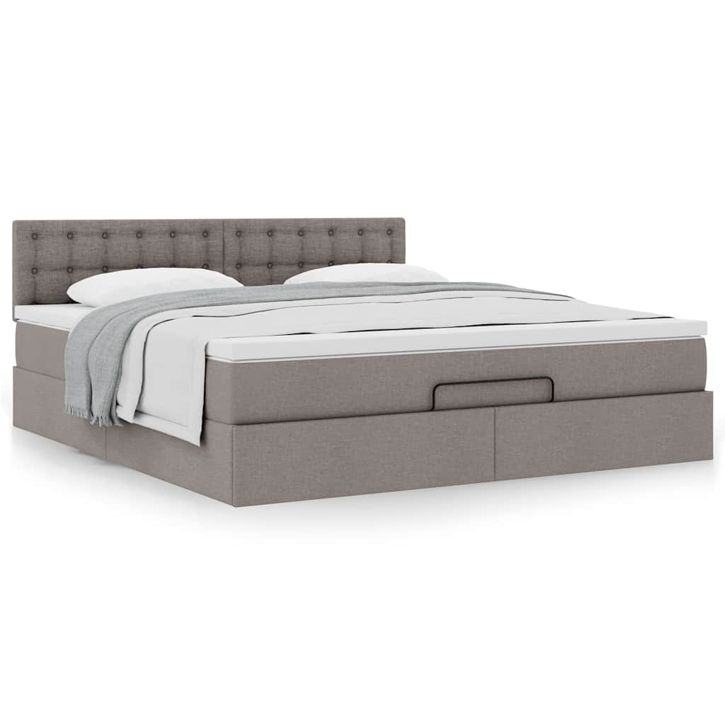 vidaXL Οθωμανικό κρεβάτι με στρώμα Taupe 180x200cm ύφασμα