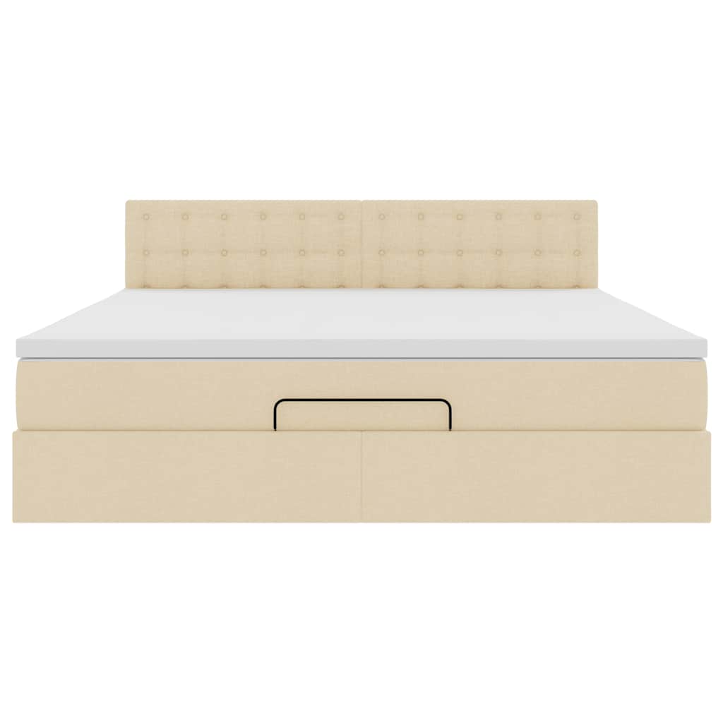 vidaXL Οθωμανικό κρεβάτι με στρώμα Cream 180x200cm ύφασμα