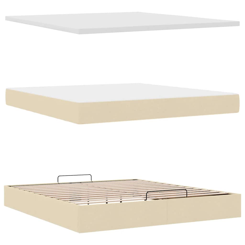 vidaXL Οθωμανικό κρεβάτι με στρώμα Cream 180x200cm ύφασμα