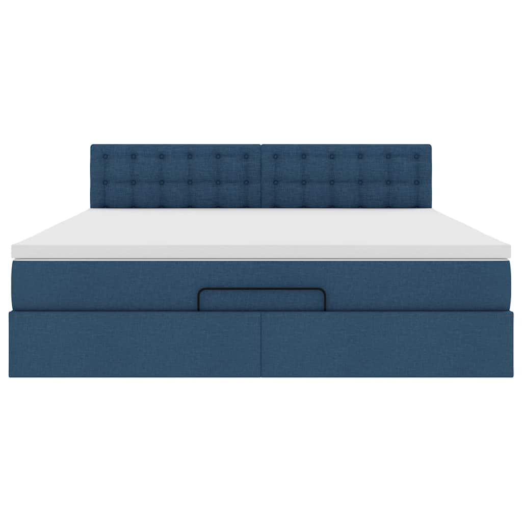 vidaXL Οθωμανικό κρεβάτι με στρώμα μπλε 180x200cm ύφασμα