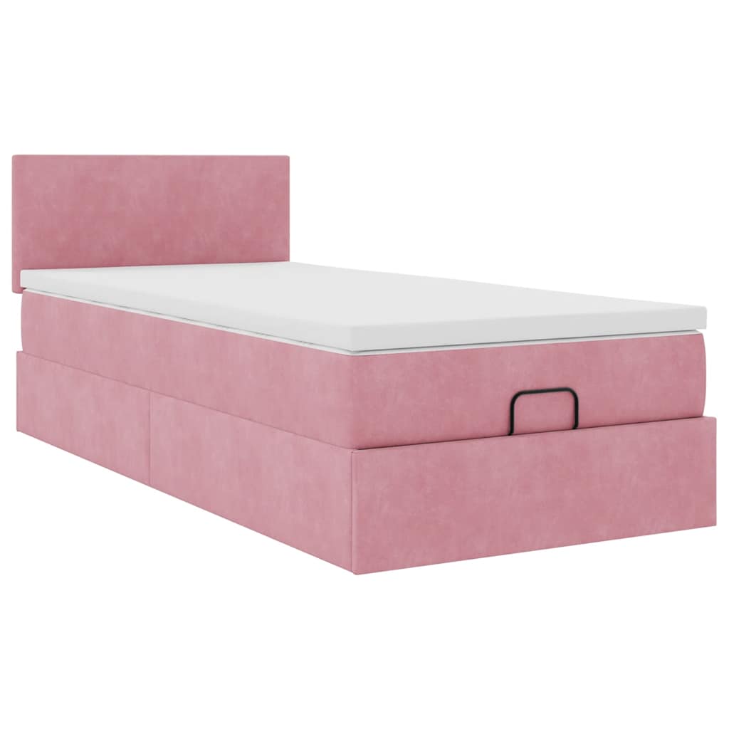 vidaXL Οθωμανικό κρεβάτι με στρώμα ροζ 80x200cm Velvet