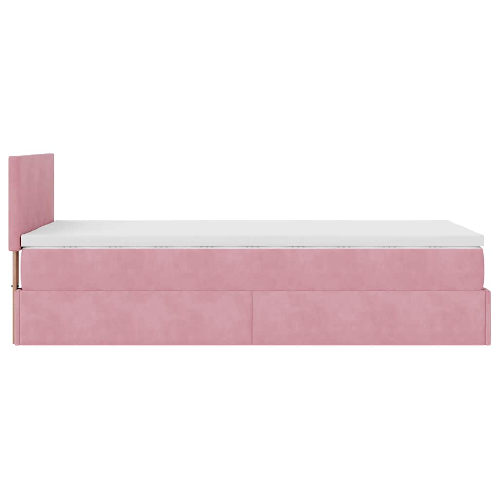vidaXL Οθωμανικό κρεβάτι με στρώμα ροζ 100x200cm Velvet