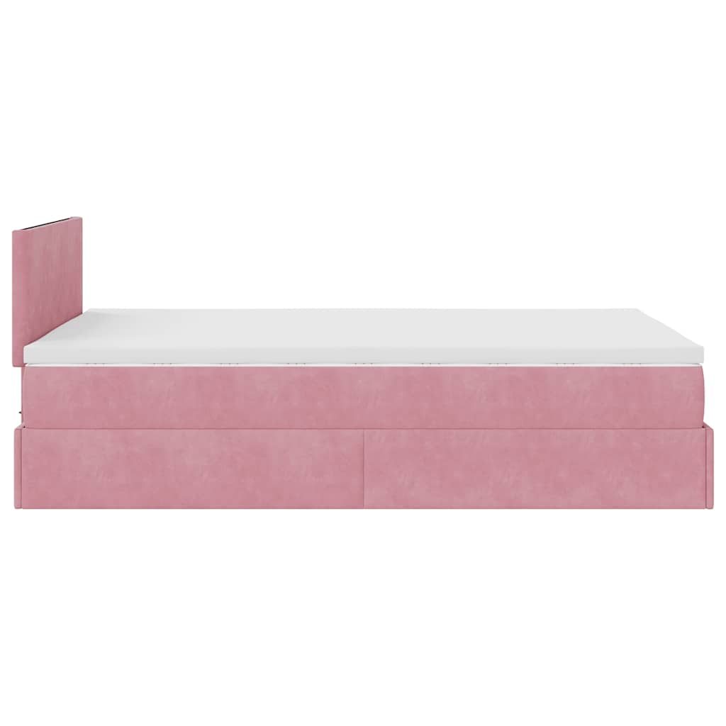 vidaXL Οθωμανικό κρεβάτι με στρώμα ροζ 120x190 cm Velvet