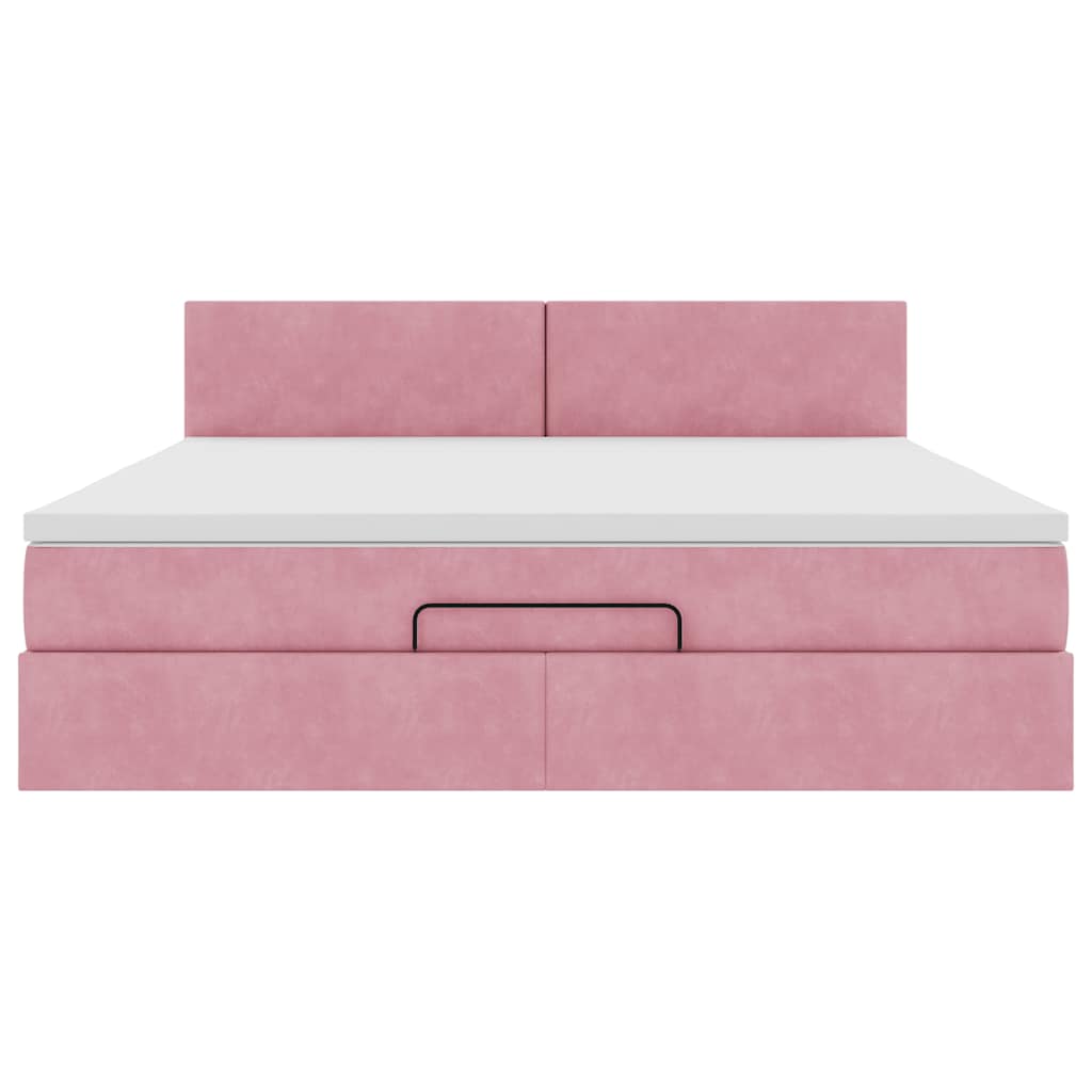 vidaXL Οθωμανικό κρεβάτι με στρώμα ροζ 180x200cm Velvet