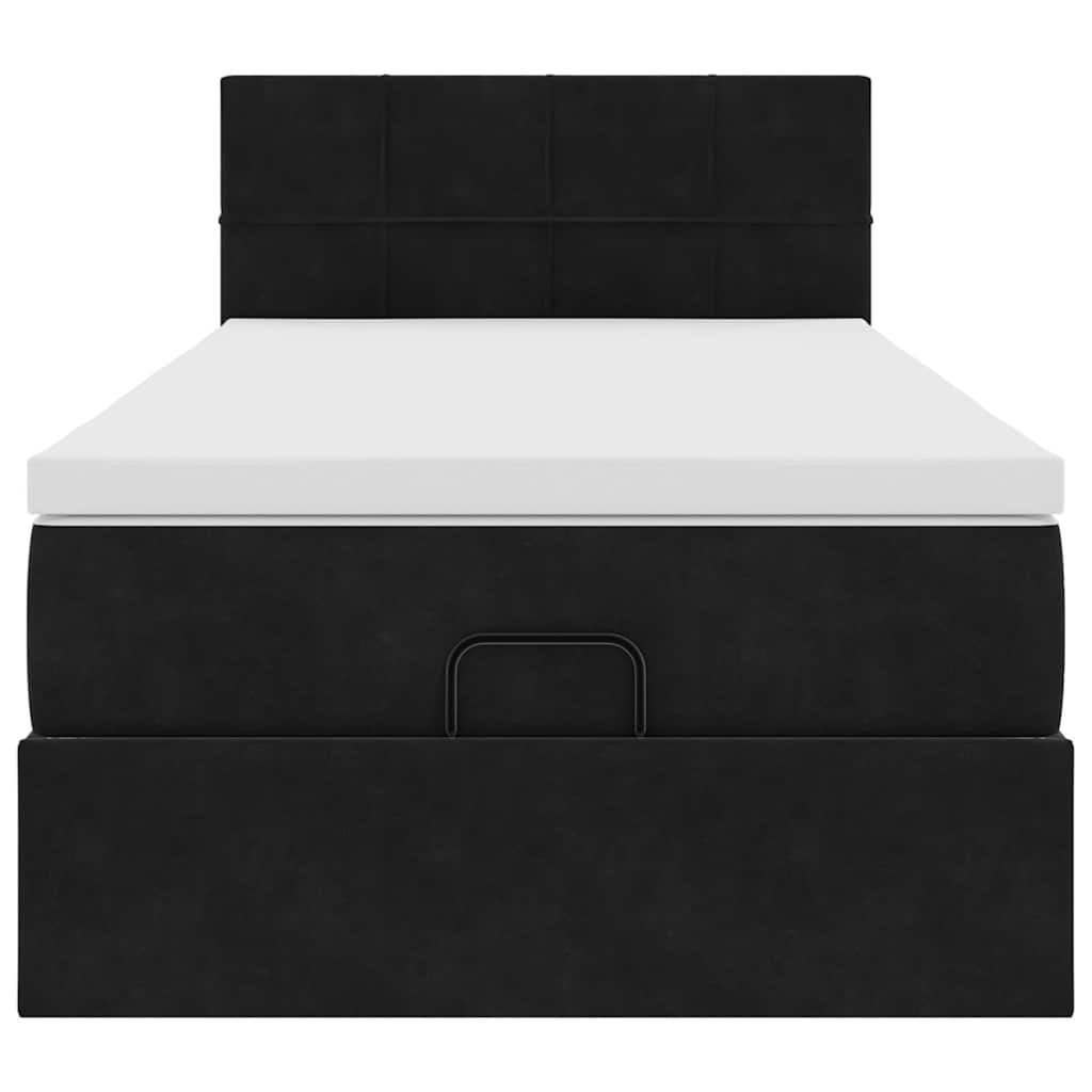 vidaXL Οθωμανικό κρεβάτι με στρώμα Μαύρο 80x200cm Velvet
