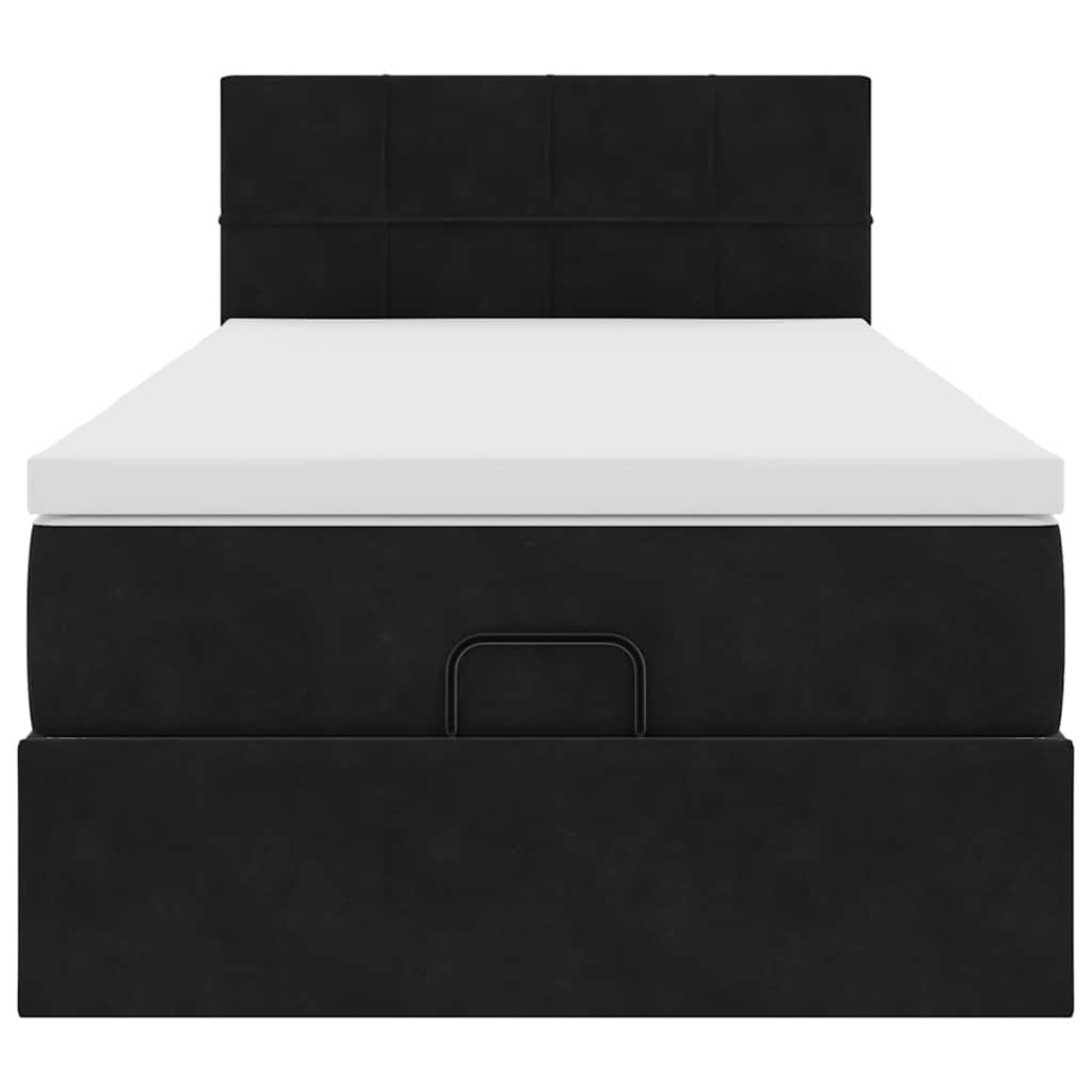 vidaXL Οθωμανικό κρεβάτι με στρώμα Μαύρο 90x190cm Velvet