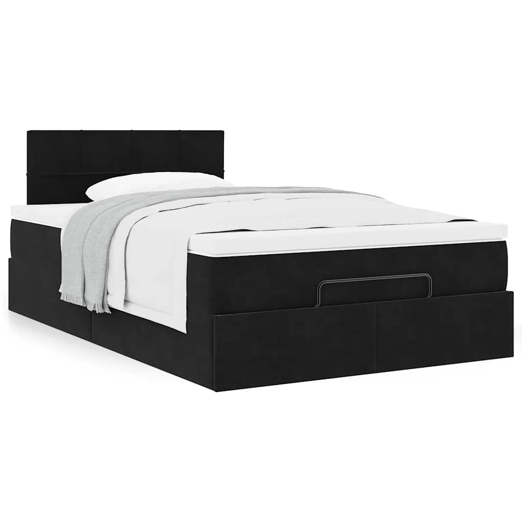 vidaXL Οθωμανικό κρεβάτι με στρώμα Μαύρο 120x190 cm Velvet