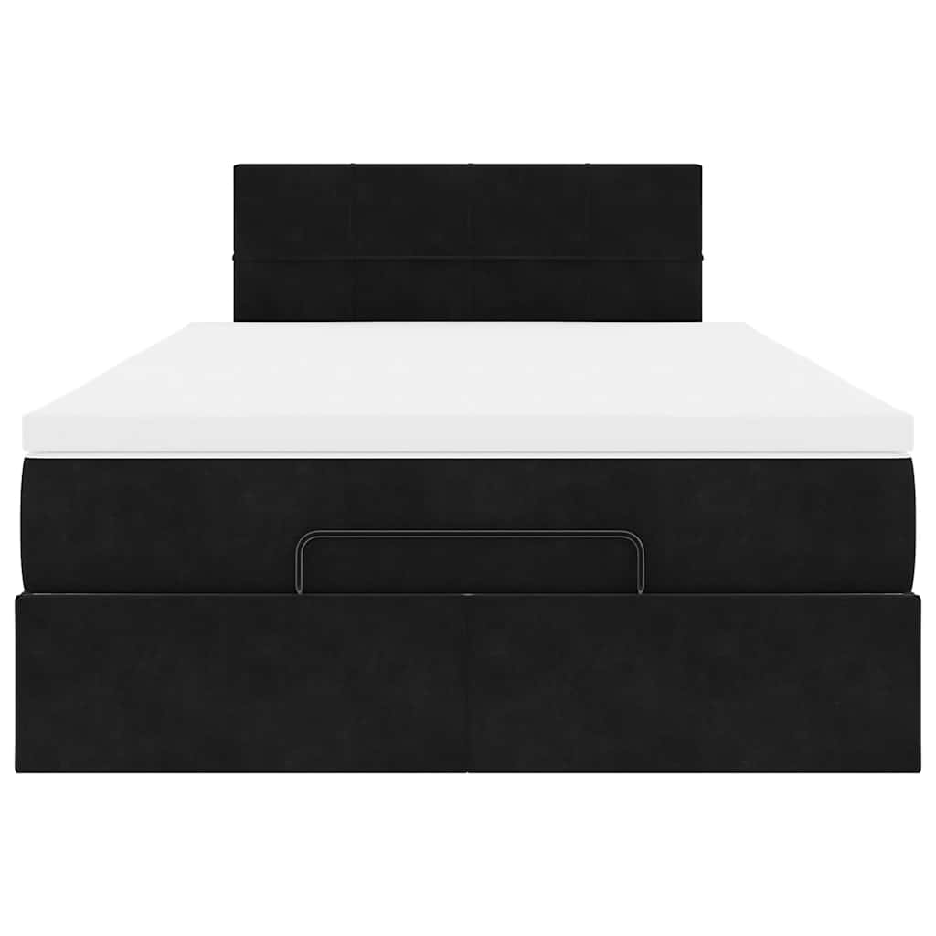 vidaXL Οθωμανικό κρεβάτι με στρώμα Μαύρο 120x190 cm Velvet