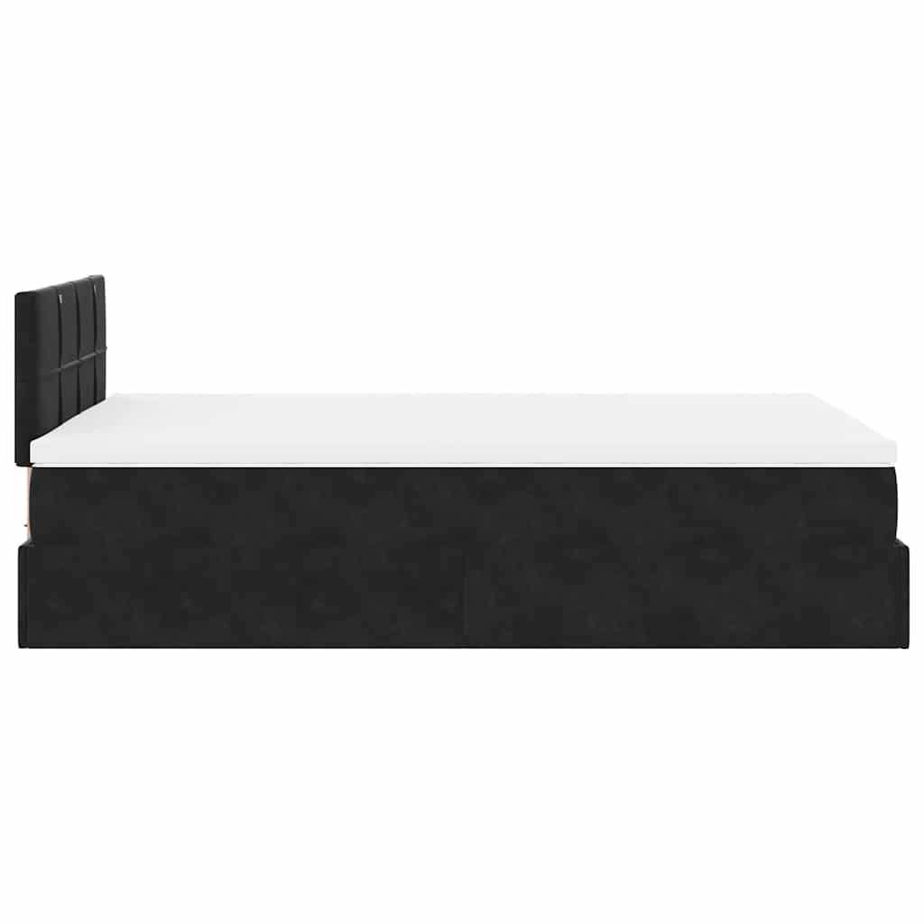 vidaXL Οθωμανικό κρεβάτι με στρώμα Μαύρο 120x190 cm Velvet