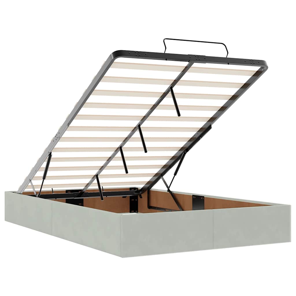 vidaXL Οθωμανικό κρεβάτι με στρώμα ανοιχτό γκρι 120x200cm Velvet