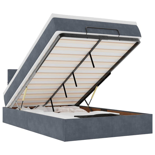 vidaXL Οθωμανικό κρεβάτι με στρώμα Σκούρο γκρι 120x200cm Velvet