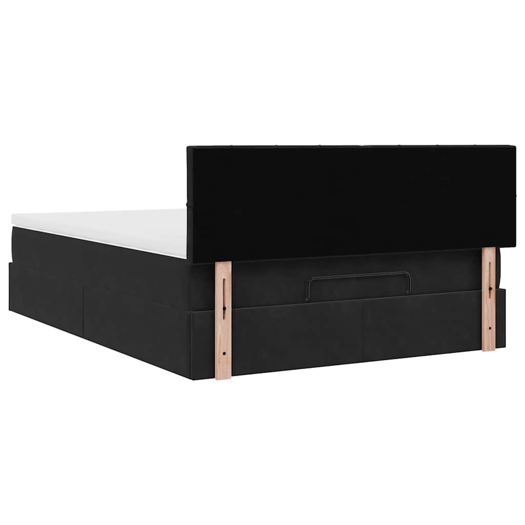 vidaXL Οθωμανικό κρεβάτι με στρώμα Μαύρο 140x190cm Βελούδο