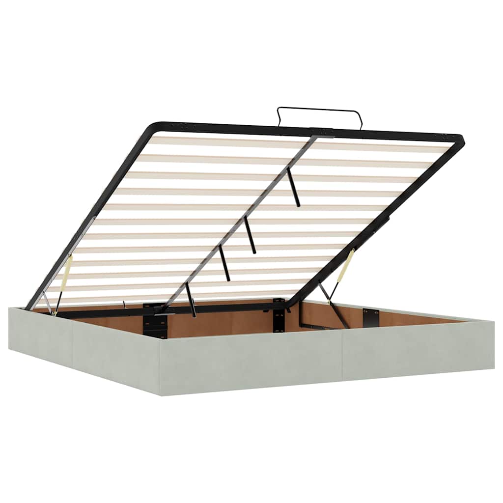 vidaXL Οθωμανικό κρεβάτι με στρώμα ανοιχτό γκρι 160x200cm Velvet