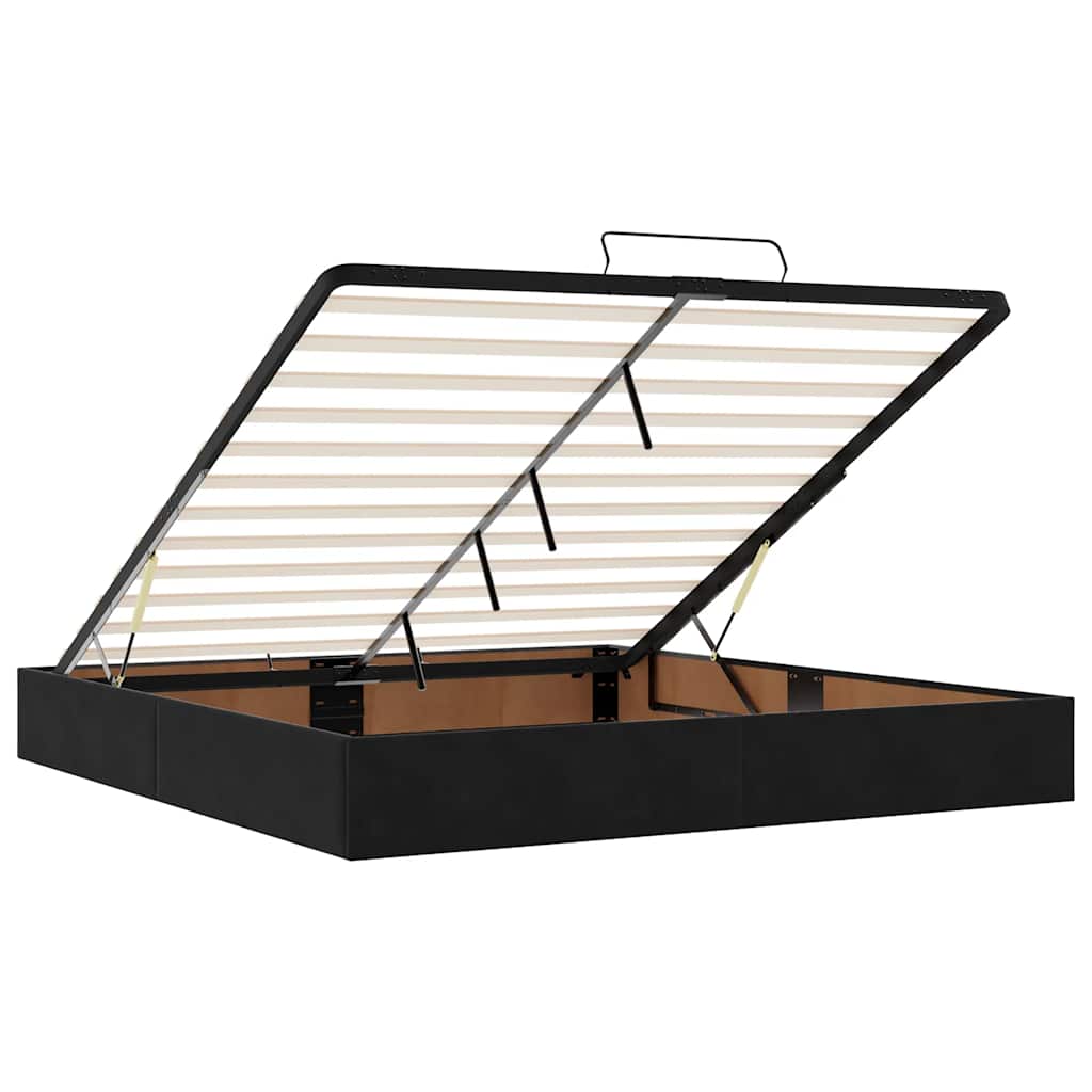 vidaXL Οθωμανικό κρεβάτι με στρώμα Μαύρο 160x200cm Velvet