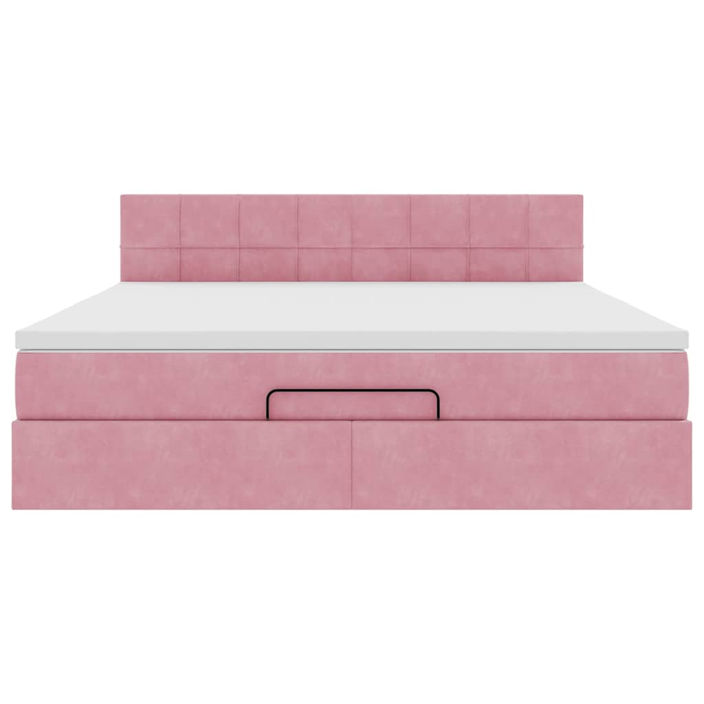 vidaXL Οθωμανικό κρεβάτι με στρώμα ροζ 180x200cm Velvet