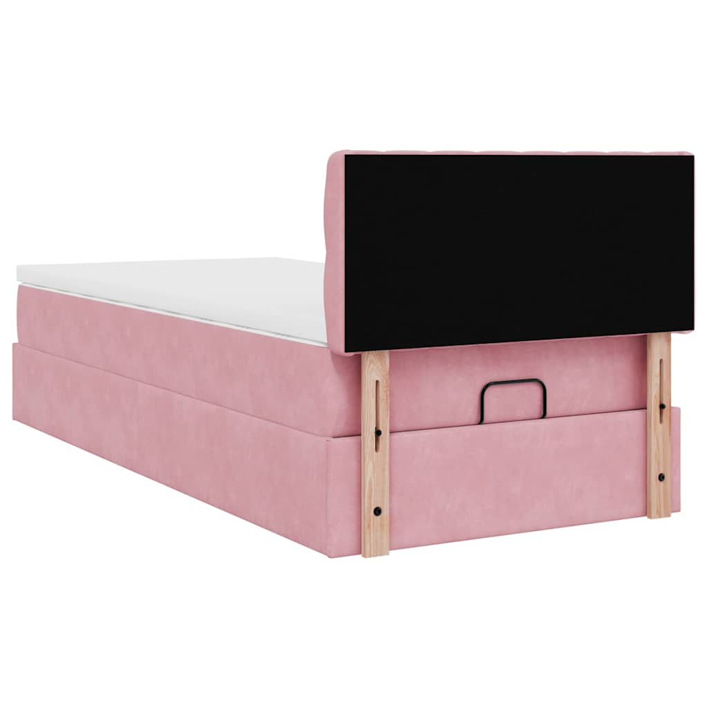 vidaXL Οθωμανικό κρεβάτι με στρώμα ροζ 100x200cm Velvet