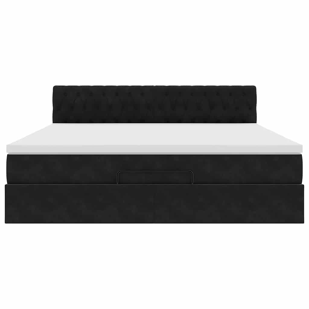 vidaXL Οθωμανικό κρεβάτι με στρώμα Μαύρο 160x200cm Velvet