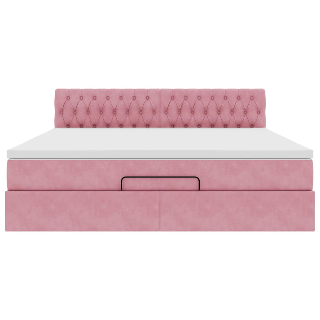 vidaXL Οθωμανικό κρεβάτι με στρώμα ροζ 180x200cm Velvet