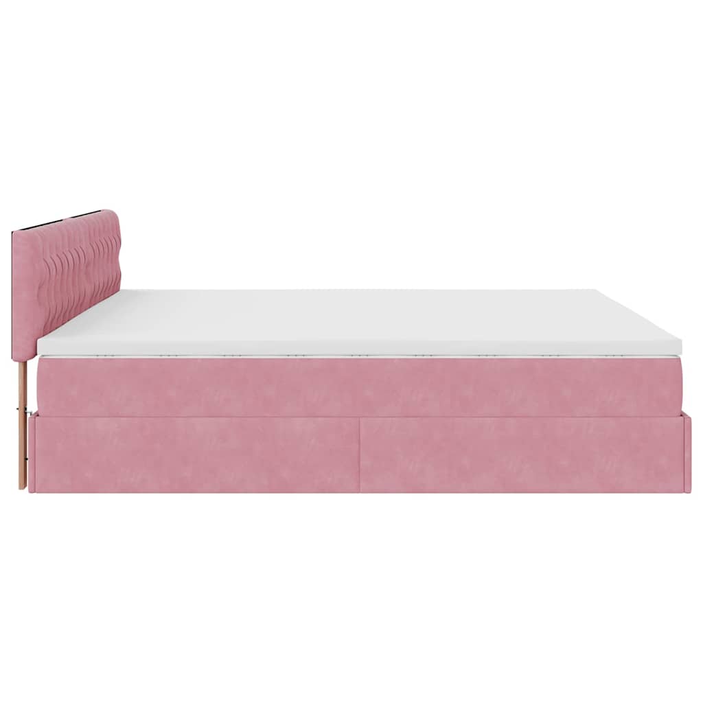 vidaXL Οθωμανικό κρεβάτι με στρώμα ροζ 180x200cm Velvet
