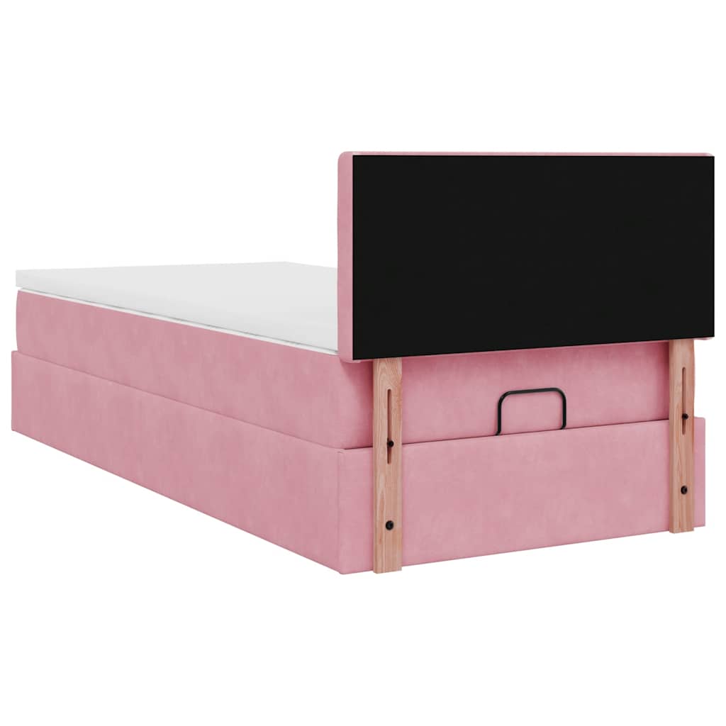 vidaXL Οθωμανικό κρεβάτι με στρώμα ροζ 80x200cm Velvet