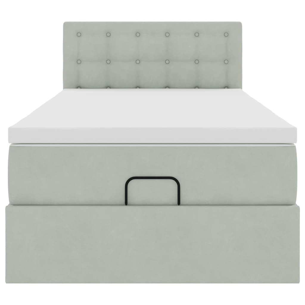 vidaXL Οθωμανικό κρεβάτι με στρώμα ανοιχτό γκρι 90x190cm Velvet