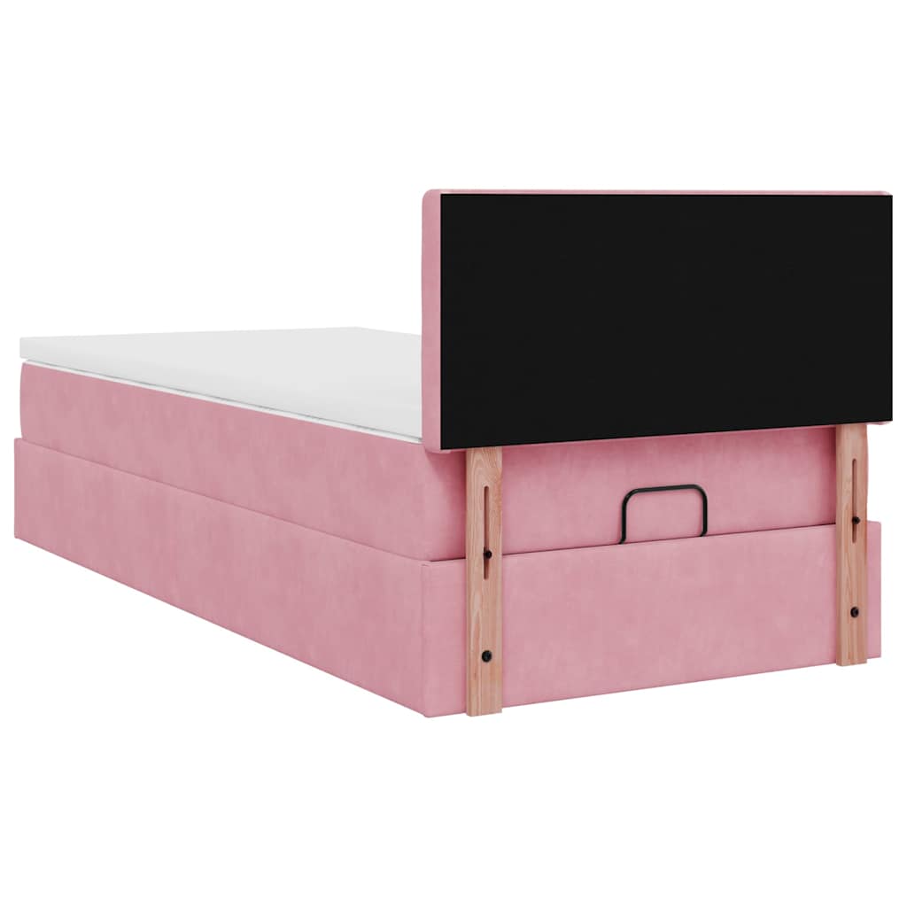 vidaXL Οθωμανικό κρεβάτι με στρώμα ροζ 100x200cm Velvet