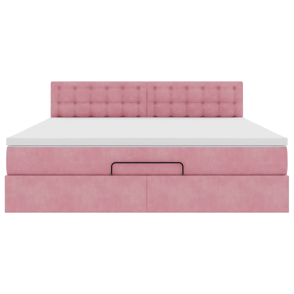 vidaXL Οθωμανικό κρεβάτι με στρώμα ροζ 180x200cm Velvet