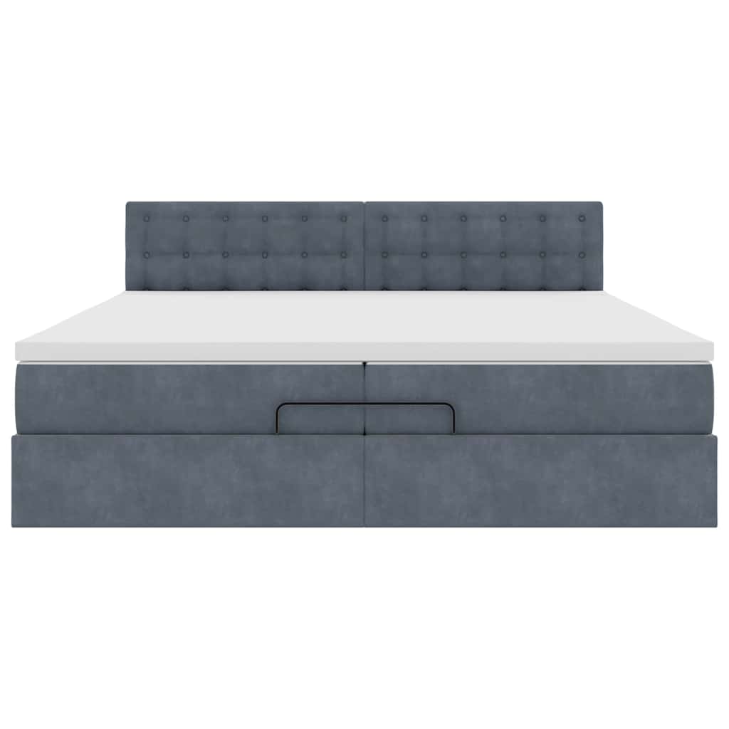 vidaXL Κρεβάτι-Μονό κρεβάτι με στρώμα Σκούρο γκρι 200x200 εκ. Βελούδο