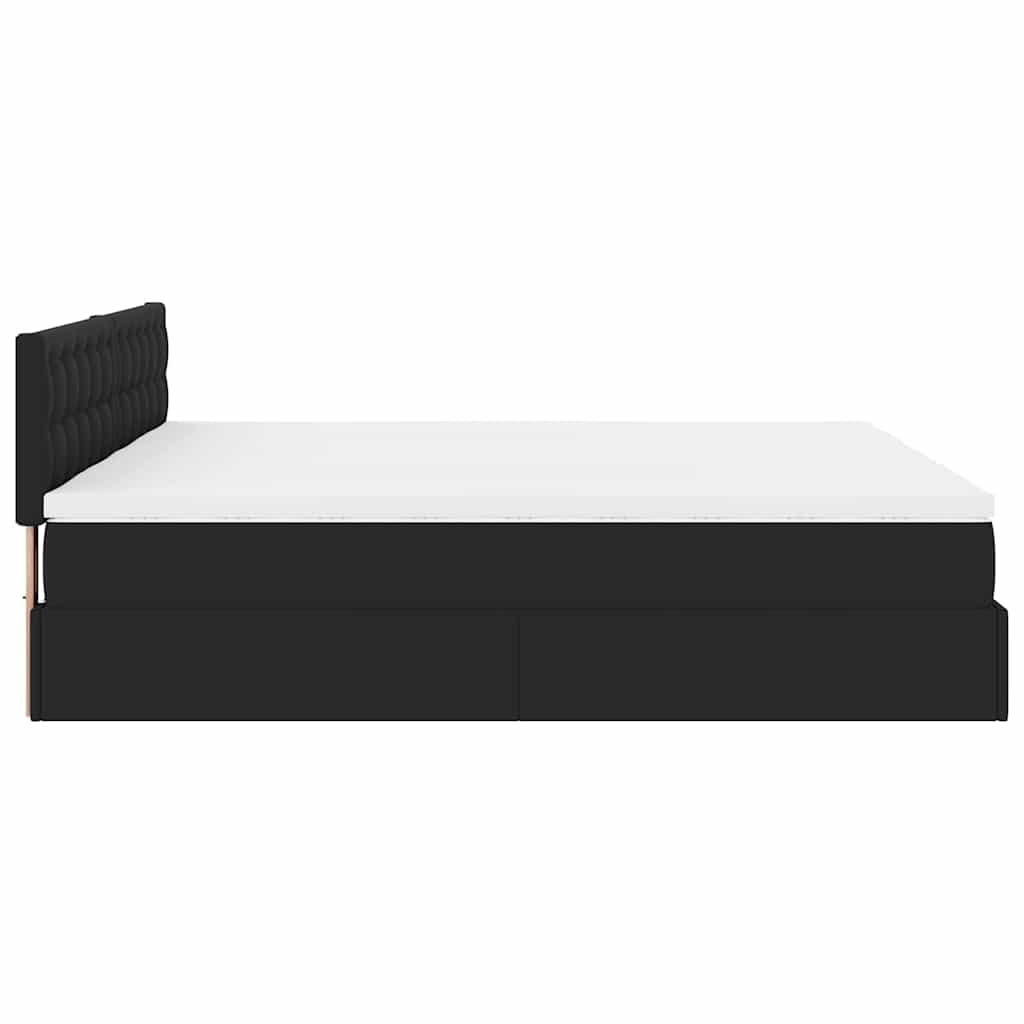 vidaXL Οθωμανικό κρεβάτι με στρώματα Μαύρο 160x200cm Συνθετικό δέρμα