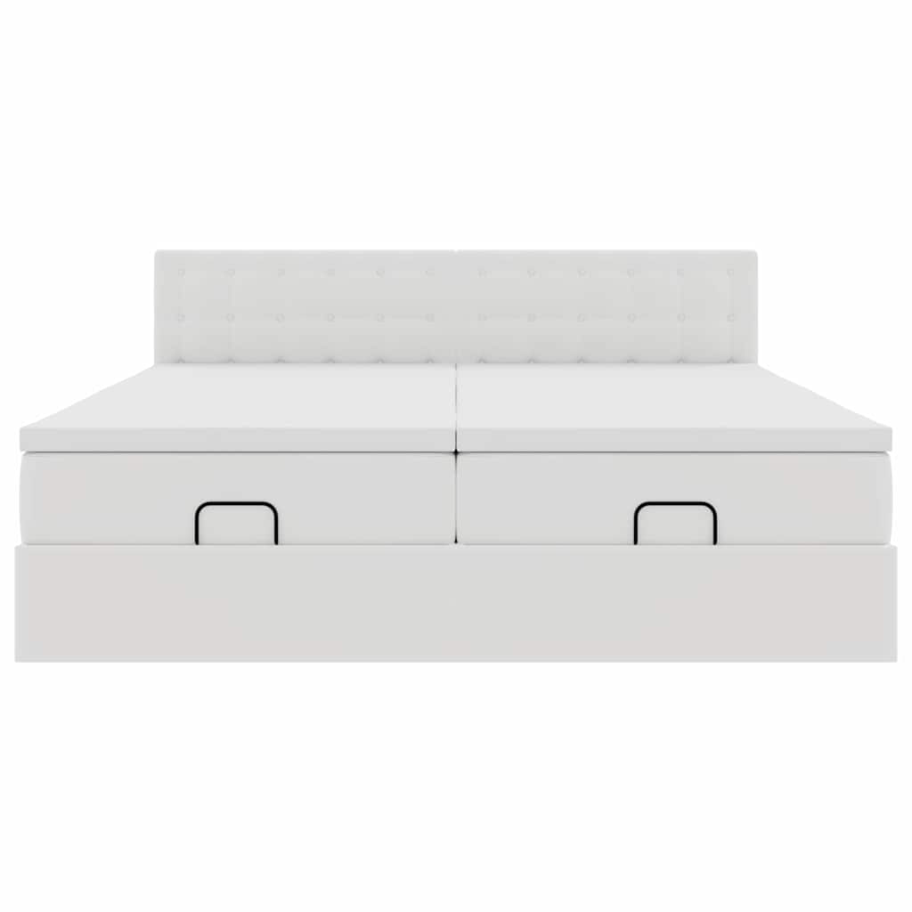 vidaXL Οθωμανικό κρεβάτι με στρώματα Λευκό 180x200cm Faux Leather