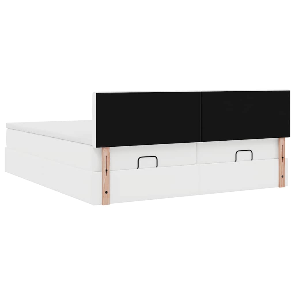 vidaXL Οθωμανικό κρεβάτι με στρώματα Λευκό 180x200cm Faux Leather