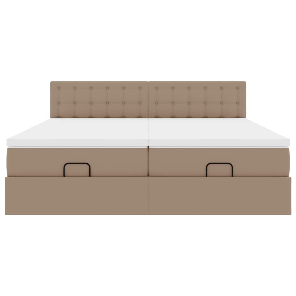 vidaXL Οθωμανικό κρεβάτι με στρώματα Cappucino 180x200cm Faux Leather